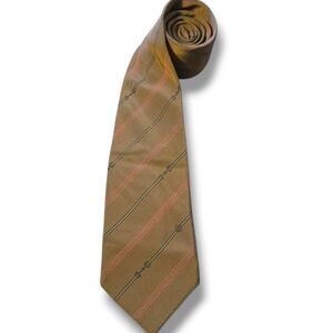 Celine Paris Brown Red Blue Strip Horse-bit  Tie